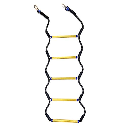 Bydezcon 5-stufige Boots-Seilleiter, tragbar, Marine-Boarding-Seilleiter, robustes Kletterseil, Outdoor-Leiter für aufblasbares Boot, tragbare Marine-Boarding-Seilleiter, Leiter, Kajakzubehör
