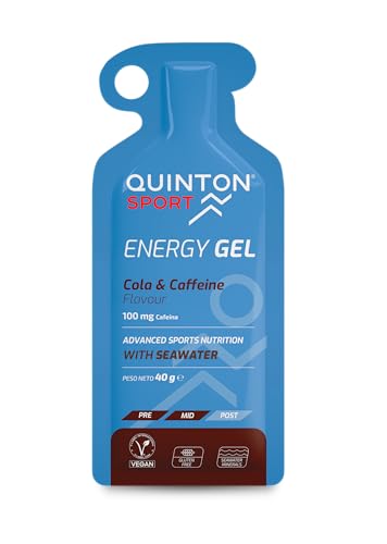 Quinton Sport - Gel Energético con Agua de Mar y Cafeína, Sabor Cola, 100% natural, Vegano, Ratio de Carbohidratos de 2:1.7-40g