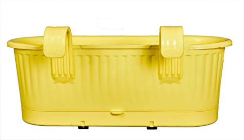 mastBus Plastic Hanging Pots for Balcony and Stairs Railing, Indoor/Outdoor Gardening Containers (Yellow, 15 inch)