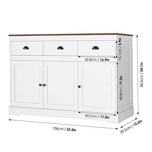 Keyluv KLV-PB-007 White Buffet Cabinet Storage Sideboard Farmhouse Server Bar Wine Cabinet thumb #2