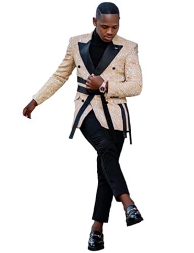 Costume deux pièces hommes double boutonnage jacquard ensemble veste pantalon