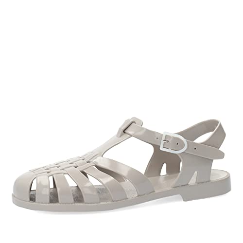 Andrés Machado - Cangrejeras de Mujer - Elaboradas En PVC Resistente - Cierre con Hebilla - para la Playa y el Río - Sandalias de Verano para Mujer - Color Arena - Talla 36 EU