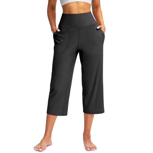 Legging Sport Femme 3/4 Push Up Taille Haute Large Legging Capri Yoga Gym Pantalon Court Anti-Cellulite Minceur Contrôle du Ventre sans Couture Shorts...