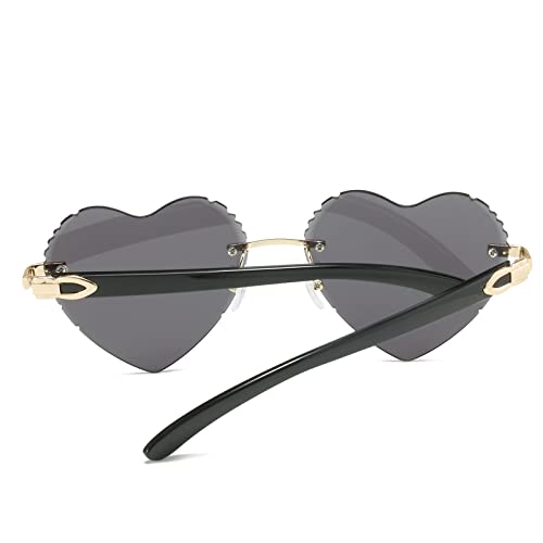 YAMEIZE Occhiali da Sole a Forma di Cuore Senza