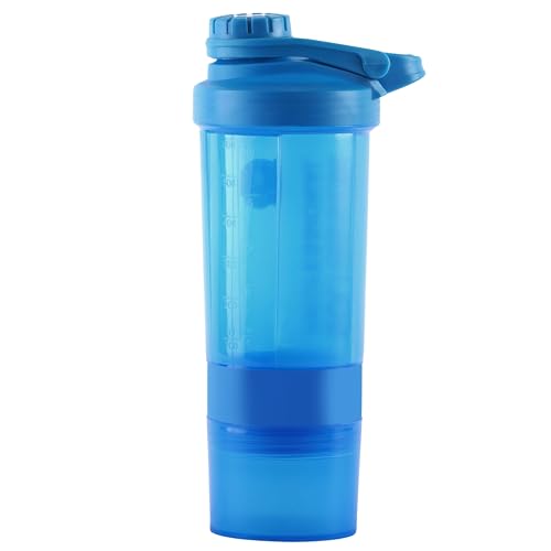 Image of Zyro Protein Funnel & Bolt Protein Shaker Bottle with Blending Mixer Ball 600 ml Shaker (Pack of 2, Multicolor, Plastic)