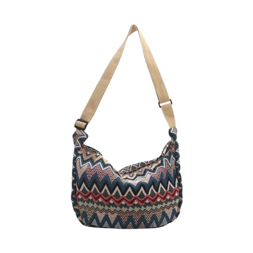 Image of Crescent Crossbody Bag for Women, 2024 Nylon Bohemian Hobo Hippie Gothic Purse, Boho Sling Shoulder Bag for Shopping Work