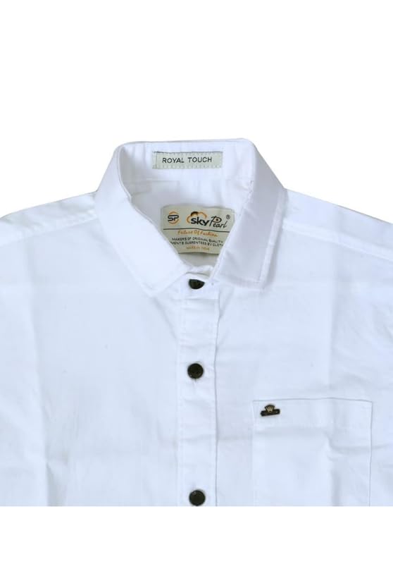 Image of Boy's Kids Regular Fit Solid Pattern Cotton Shirt with Pocket Collared Neck Long Sleeve Button Down Closure Type and Standard Length | Boys Cotton T-Shirts Set | Shirt for Boy