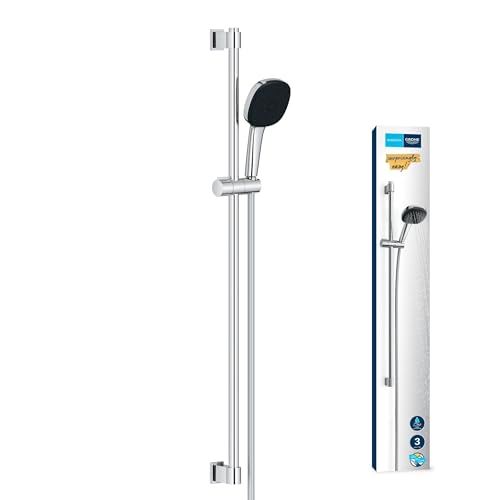 GROHE Vitalio Comfort 110, Ensemble de douche avec Douchette 3 jets, Barre de Douche 90cm, Flexible 1,75m, Economie d'Eau, A coller avec GROHE QuickGlue ou à...
