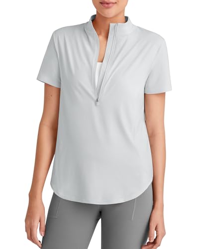G4Free Lightbreeze UPF 50+ Womens Workout Tops Short Sleeve Half Zip Golf Shirts Loose Fit Athletic Gym Tshirts Running