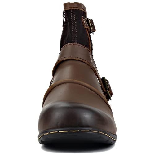 Image of OSSTONE Moto Boots for Men Fashion Zipper-up Leather Chukka Boots Casual Shoes OS-5008-1-ABNH