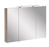 spiegelschrank 90 cm weiß Inkl. LED-Beleuchtung und Schalter- Steckdosenkombination