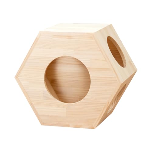 ペット 猫ハウス&キャットステップ六角BOX 小窓 キャットウォーク ペット用品 グッズ ねこ 遊び場 木製 組合せ