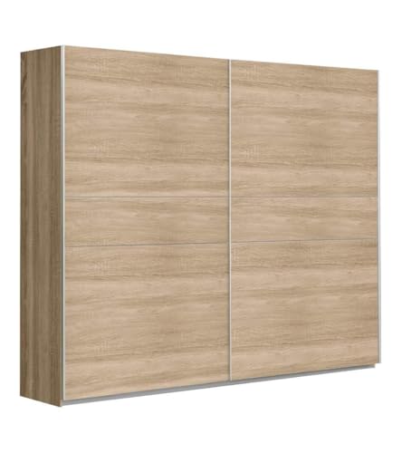 Home Heavenly®   Armario Paris 220 cm – Armario de Puertas Correderas con Estantes y Barras de Colgar – Diseño Nórdico 220x61x210 cm Color : Roble