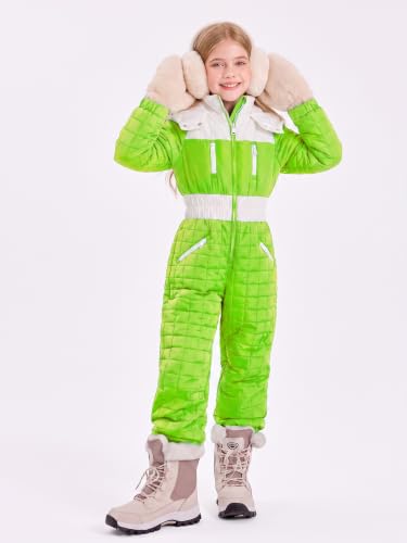 Image of Haloumoning Kid Snowsuit Girls Hooded Waterproof Insulated Ski Suit