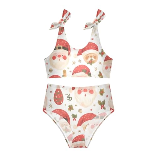 KLL Christmas Head Santa Pattern Girls Two Piece Bikini Set Beach Swimsuit Swimming Suits Cute Shoulder Strap3