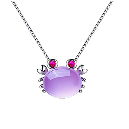 Collier en argent sterling 925 véritable et cristal rose crabe