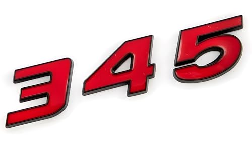 Image of Pair Set 345 Passenger & Driver Side Emblems 3D Badge Sticker Nameplates (Black Red)