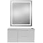 White Cabinet, Marble Stone Top, Brushed Silver Handles, 30” X 36” Led Rectangle Mirror