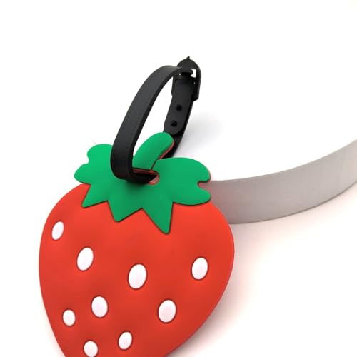 Cute Silicone Luggage Tag for Women Men Unique Travel Bag Tags Funny Colorful Identifier Suitcase Label (Strawberry)3