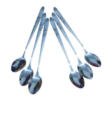 RANASONS Stainless Steel Long Handle Latte Coffee Tee Desert Spoon Pack of 6