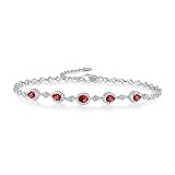 Pulsera de oro de 18 quilates para mujer, pulsera de tenis con diamante y rubi, 0,96 quilates, pulsera de cumpleaños, madre, de 16 a 20 cm, Ruby Diamond