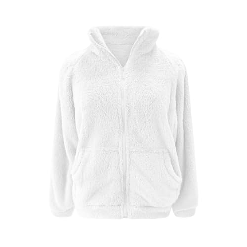 Zipper Jackets for Women Casual Fleece Fuzzy Faux Warm Winter Oversized Long Sleeve Outwear Shaggy Coat Outwear 20254