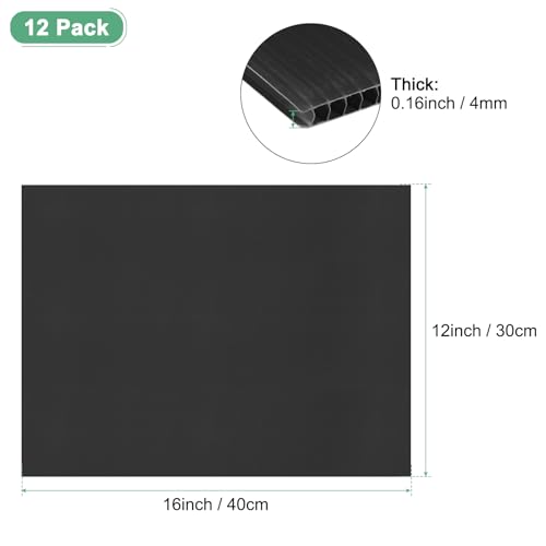 Image of M METERXITY 12-Pack Corrugated Plastic Sheets, 12 Inch x 16 Inch Waterproof Blank Corrugated Poster Board Yard Signs for Garage Sale /Office /Classroom /Party /Lawn Sign Road [4mm Thick, Black]