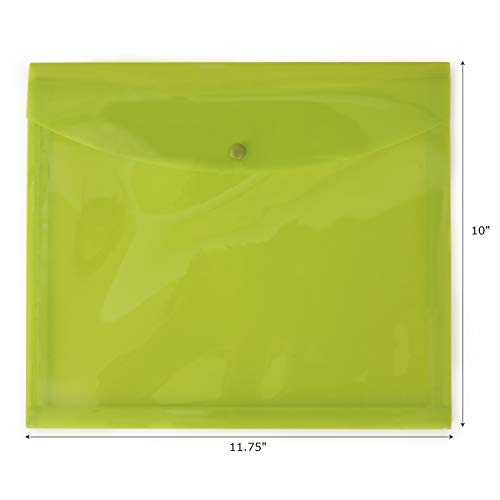 Docit Reusable Side Open Envelopes With Snap Button Closure, 10" X 11 3/4", Assorted 12-Pack, 3 Each Of Pink, Blue, Green And Grey (00891-C) #TOP3