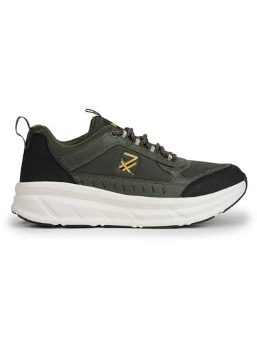 Image of Liberty Leap7x Mount-E Men Sports Running Shoes - Black & Olive Green | Comfortable and Durable Lace-Up Closure - Suitable for Lacing Walking, Gym, Jogging and Outdoor Shoes for Man