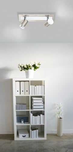 Eglo Led Lampada Da Soffitto Rottelo, Lampada Da Soffitto A 2 Luci, Faretti In Metallo, Lampada Da Soggiorno In Nichel Opaco E Cromo, Spot Con Lampadine GU10, Luce Calda - 4