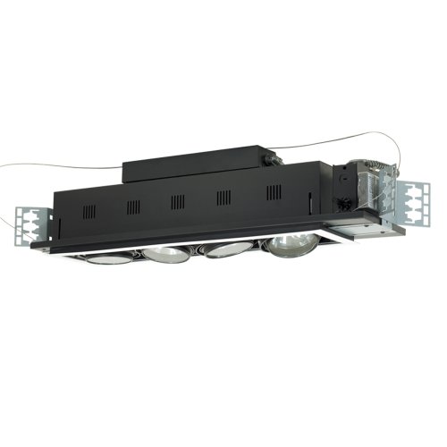 Jesco Lighting MGA175-4EWB Modulinear Directional Lighting for New Construction, Double Gimbal AR111 4-Light Linear, Black Interior with White Trim