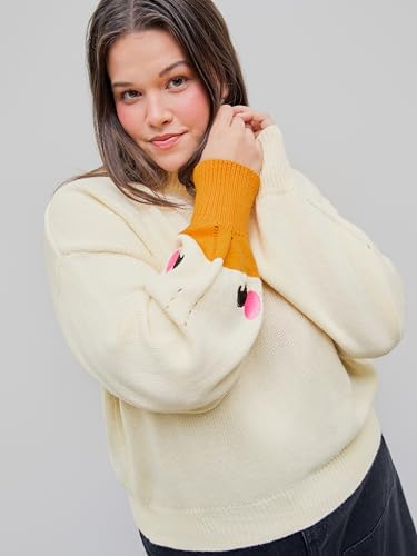 CIDER Women’s Goose Graphic Sweater Cute Knit Chunky Cropped Sweater Pullover Tops2