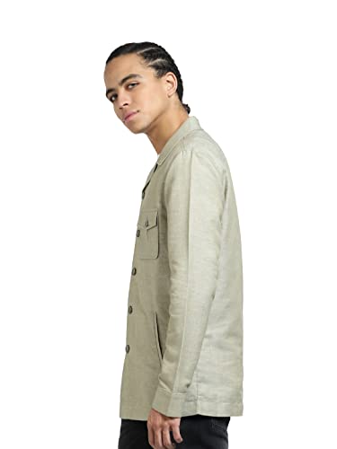 Image of JACK & JONES Men's Standard Length Solid Slim Fit Notch Lapel Collar Jacket