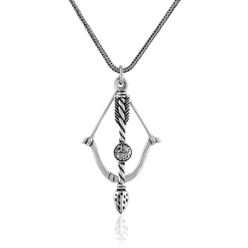 Collier arc et flèche en argent sterling inoxydable pour homme au style motard et gothique durable