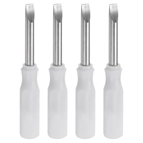QUARKZMAN 4 Stück SL3.0 Mini Schlitzschraubendreher Set Kleine Schraubenzieher Set 3mm Magnetisch Schlitzkopf 45mm Länge Feinmechaniker Schraubendreher Set für Reparatur Werkzeug Set, Weiß
