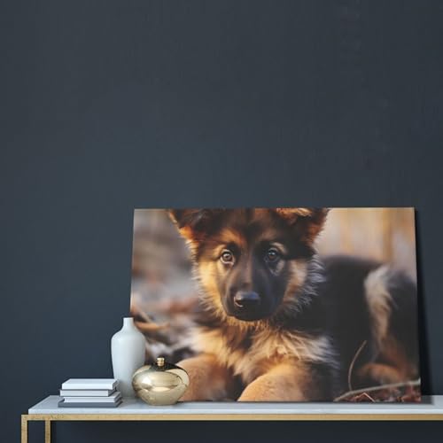 Toile chiot berger allemand 40x60 cm cadre suspendu salon