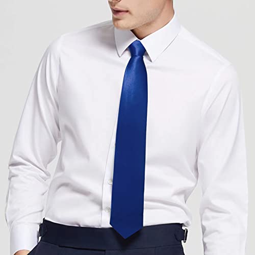 Image of Luckyvestir Mens Tie Solid Satin Neck Ties 3.15'' Formal Necktie for Wedding Business Christmas Father's Valentine's Day Gift