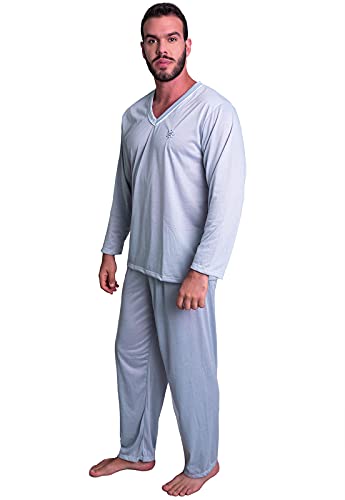 Pijama Longo Adulto Masculino Manga Comprida E Calça, MVB Modas