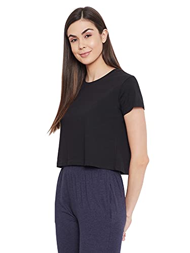 Image of Clovia Women's Cotton Chic Basic Short Sleeve Crop Tees