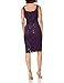 S.L. Fashions Women's Petite Tea Length Sequin Lace Dress with Illusion Sleeve Jacket, Eggplant, 14P