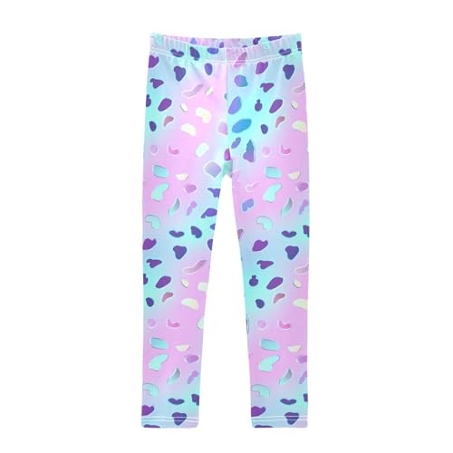 Holographic Leopard Print on Gradient Kids Baby Girls Cotton Leggings Fashion High Waisted Yoga Pants Sports