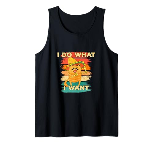 Retro Vintage I Do What I Want Cat Mexican Cinco De Mayo Tank Top