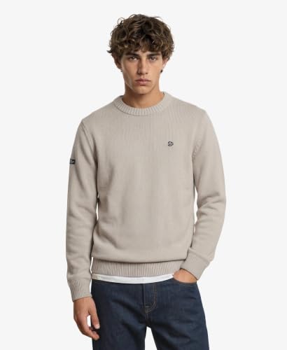 Superdry Preppy Cotton Jumper Pullover Sweater, Sailcloth White, XL Men's