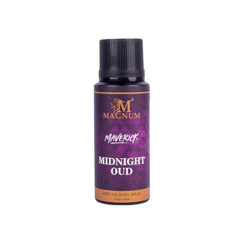 Image of Magnum Maverick Midnight Oud Perfume Body Spray for Men - Exotic Oud, Rose & Saffron Scent for Date Night | Seductive Long-Lasting Arabic Fragrance | 150ml
