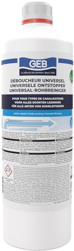 GEB - Déboucheur Universel liquide sans odeur à base de soude. Dissout toutes les graisses,...