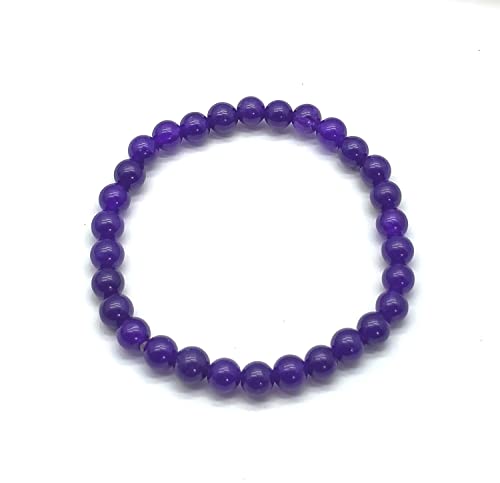 Bracelet onyx bleu 6mm LKBEADS gourmette ronde extensible de 7 pouces pour homme et femme