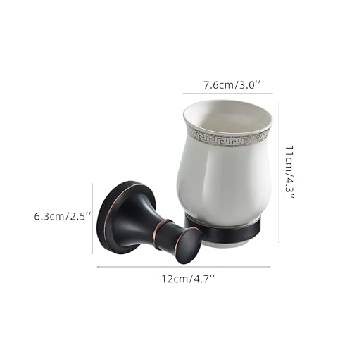 Image of Black Bathroom Toothbrush Holder Wall Mounted Bathroom Hardware Accessories,Oil Rubble Bronze