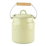 Pistachio Enamel Milk Can with Lid Vintage Style Milk Bucket, Milk Pail in Pastel Color, Liquid Storage Container, Milk Jug, Rustic Design