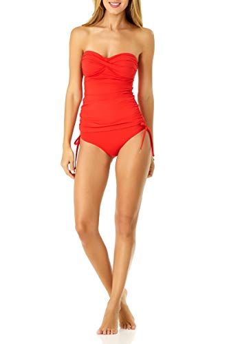 Image of Anne Cole Women's Twist Front Shirred Bandeau Tankini Swim Top