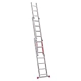 HOMEMASTER® 3 Section Extension Ladder | 150kg Load Capacity | Anti-slip Rungs, Auto-Locking Clips | Lightweight Aluminium Ladders | 3.70m